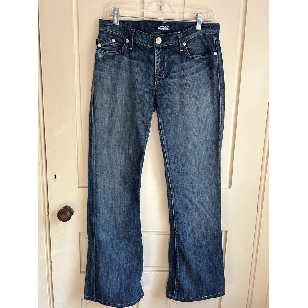 Rock Republic Wide Leg Jeans, Size 30-Women’s/Orange Logo Back Pocket